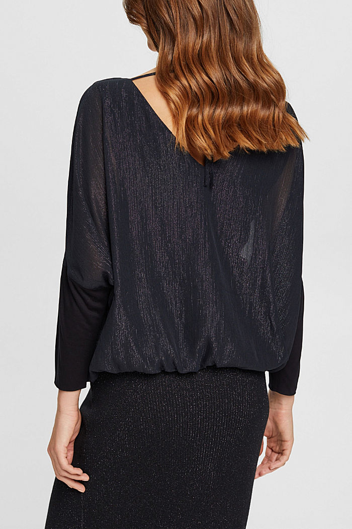 Metallic chiffon blouse, BLACK, detail-asia image number 3