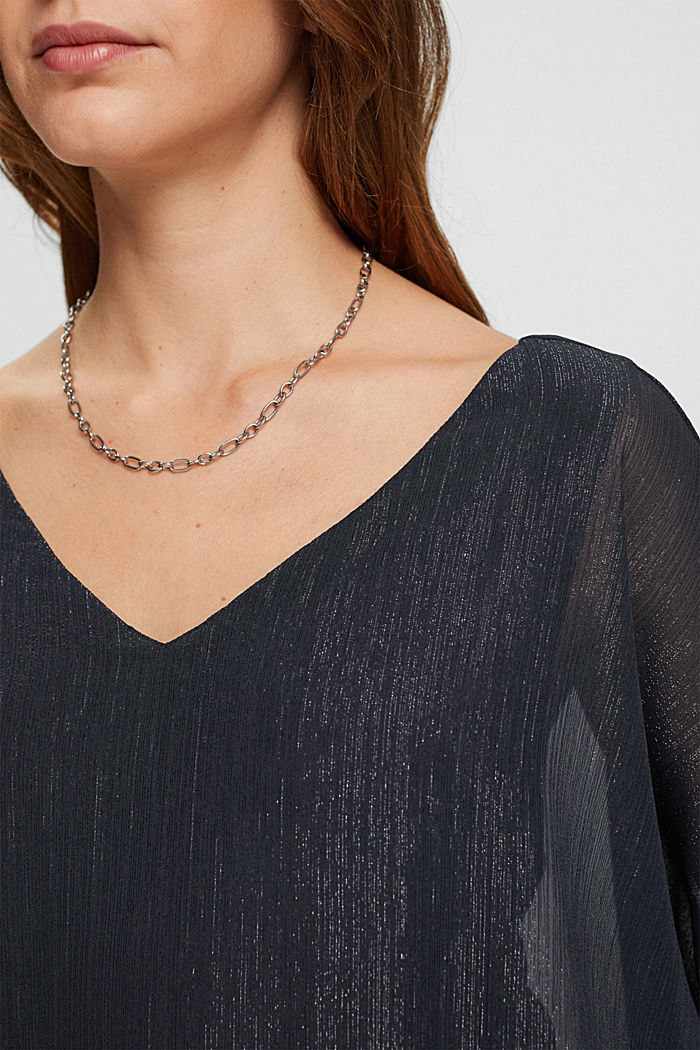 Metallic chiffon blouse, BLACK, detail-asia image number 2