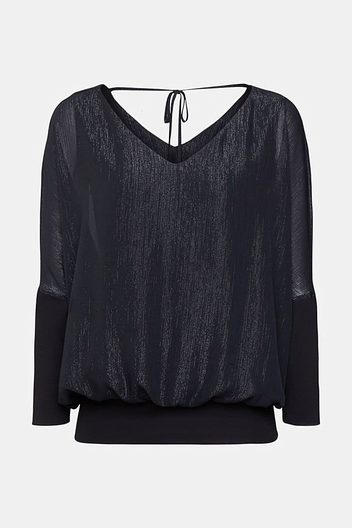 Metallic chiffon blouse, BLACK, detail-asia image number 6