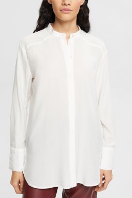 Blouse with banded collar