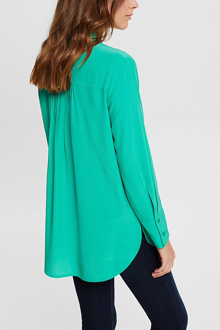 Blouse with banded collar, LIGHT GREEN, detail-asia image number 1