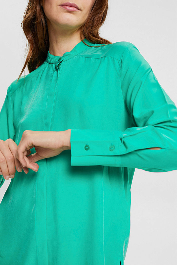 Blouse with banded collar, LIGHT GREEN, detail-asia image number 4