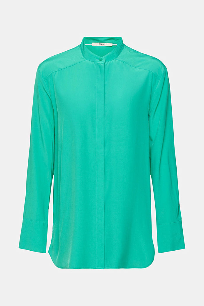 Blouse with banded collar, LIGHT GREEN, detail-asia image number 6