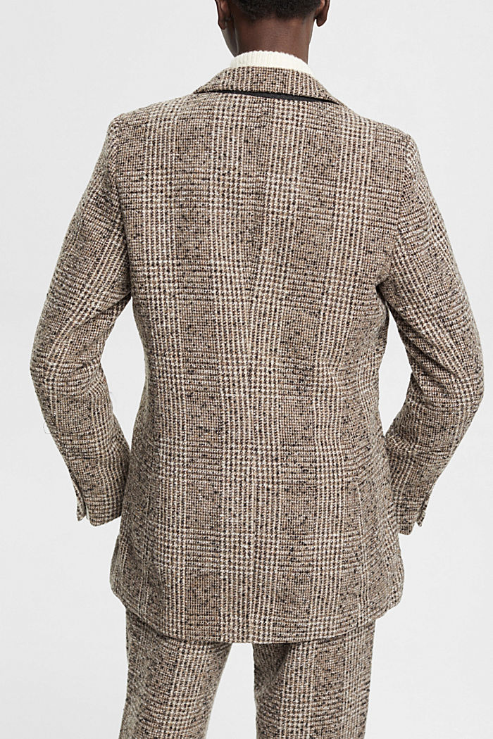 Checked wool blend bouclé blazer, BROWN, detail-asia image number 3