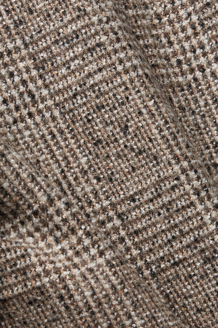 格紋羊毛混紡圈紗西裝外套, 棕色, detail-asia image number 4