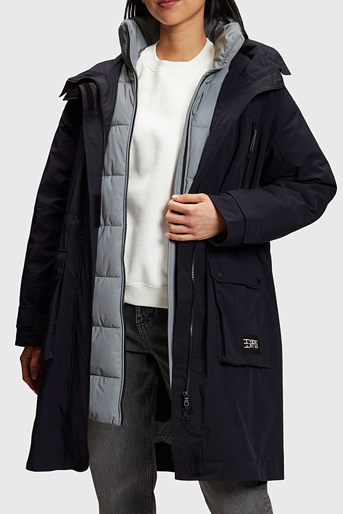 Mid-weight 2-in-1 parka with recycled down filling, BLACK, detail-asia image number 0