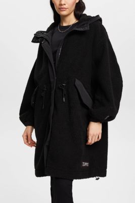 Long sherpa parka, BLACK, detail-asia image number 0