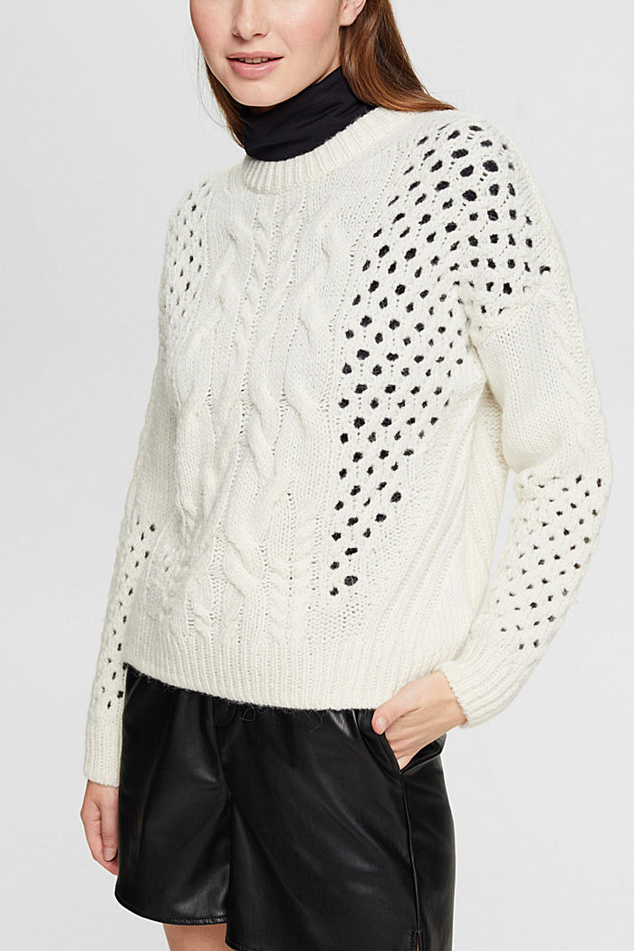 Cable knit jumper, OFF WHITE, detail-asia image number 0