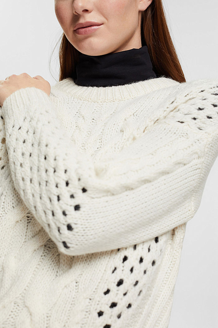 Cable knit jumper, OFF WHITE, detail-asia image number 2