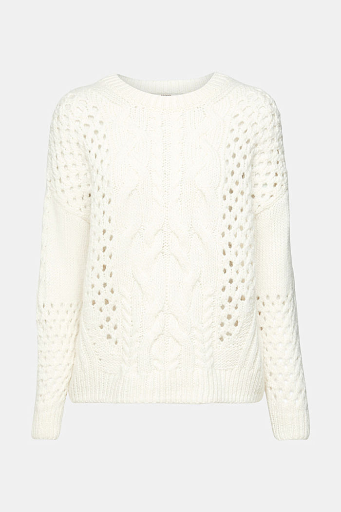 絞花針織毛衣, 白色, detail-asia image number 6