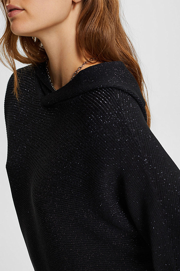 Glitter effect hoodie, BLACK, detail-asia image number 4