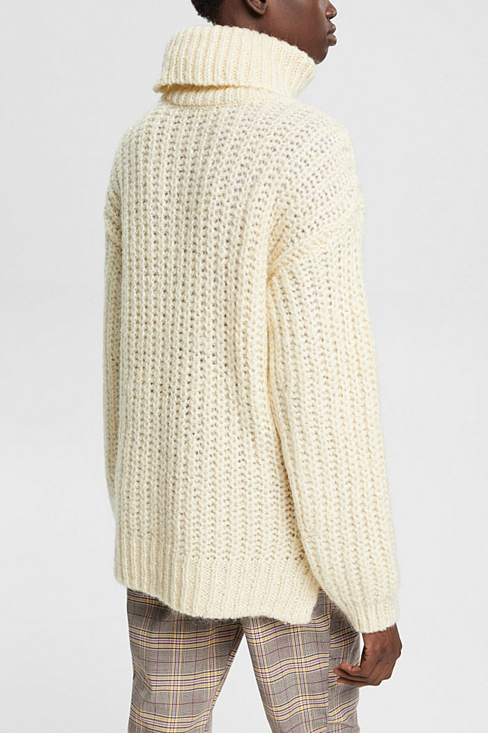 Chunky roll neck jumper with alpaca and wool, ICE, detail-asia image number 3