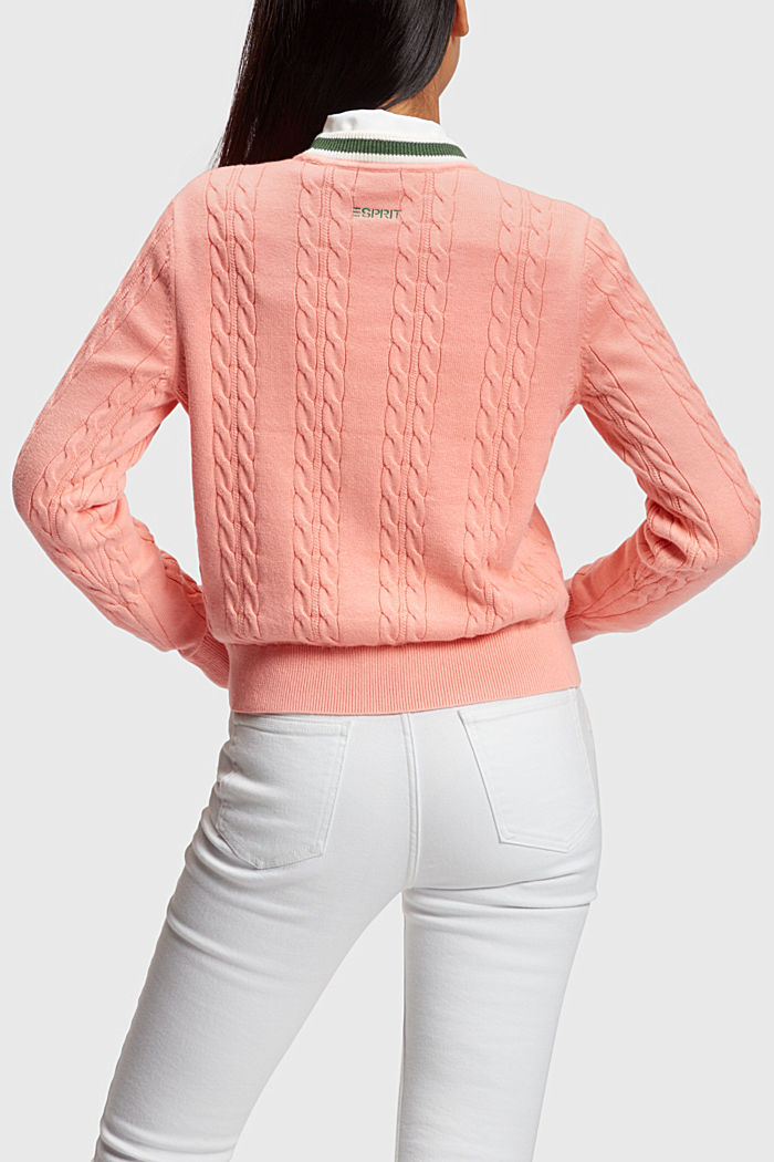 Dolphin logo cable knit sweater, PINK, detail-asia image number 1