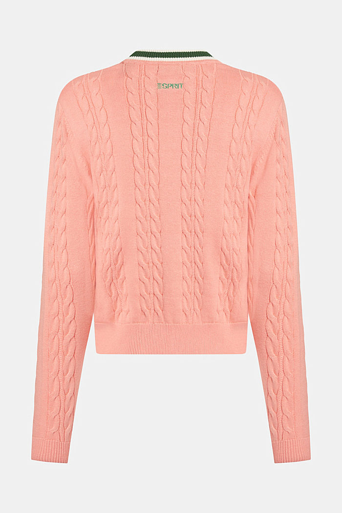 Dolphin logo cable knit sweater, PINK, detail-asia image number 5