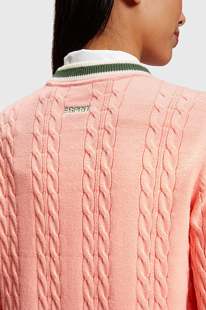 Dolphin logo cable knit sweater, PINK, detail-asia image number 3