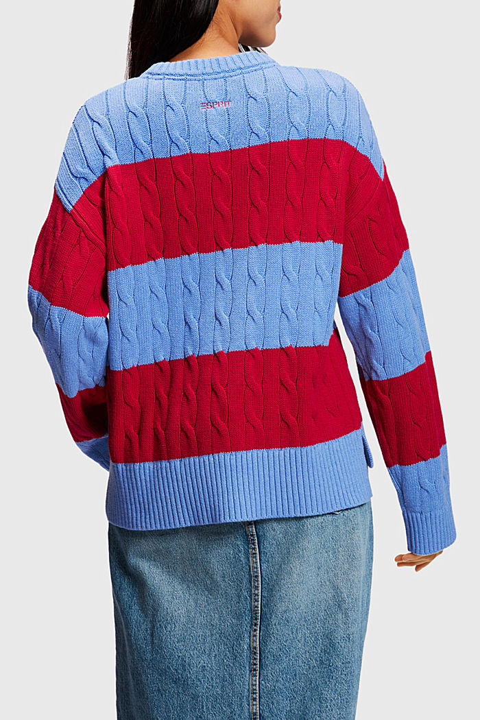 條紋絞花針織套頭衫, 淺藍色, detail-asia image number 1