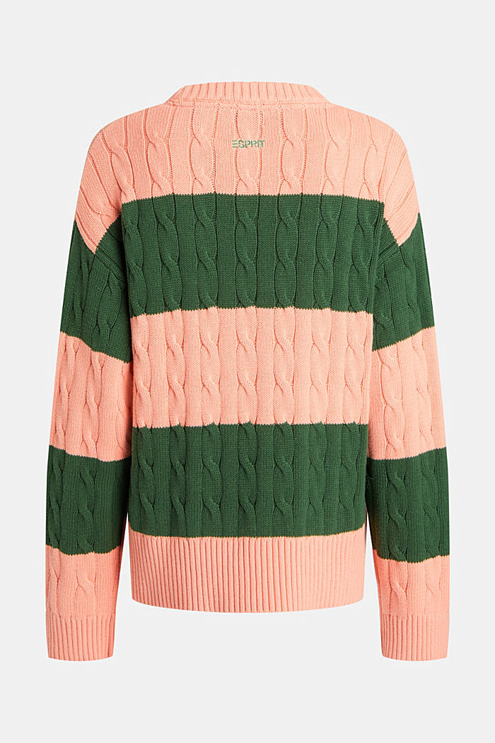 Striped cable knit sweater, PINK, detail-asia image number 5