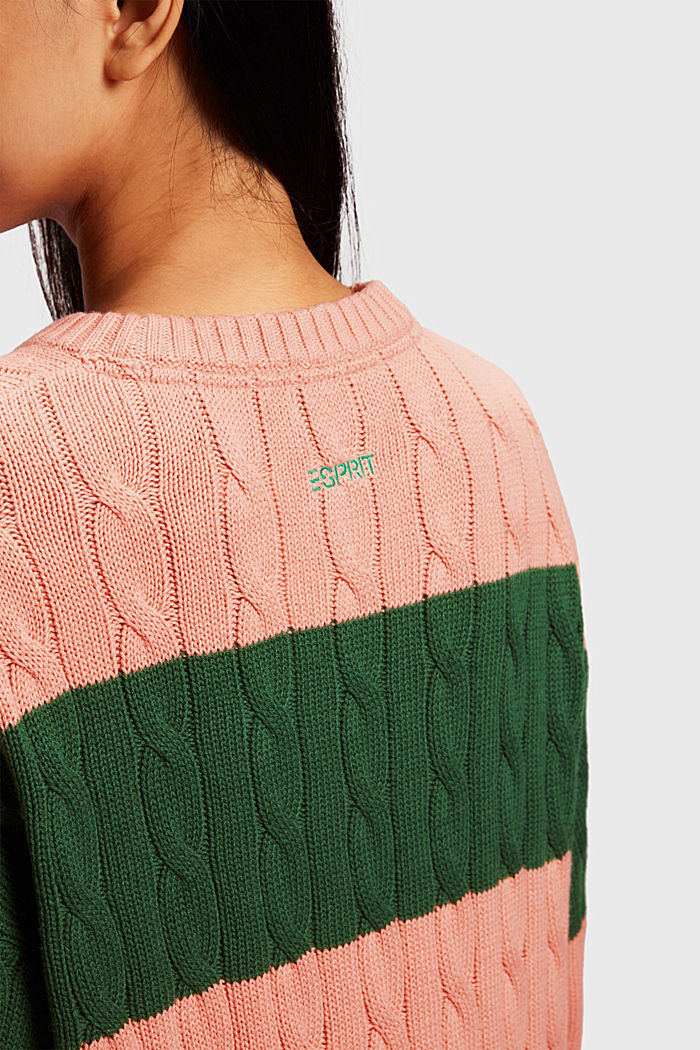 Striped cable knit sweater, PINK, detail-asia image number 2