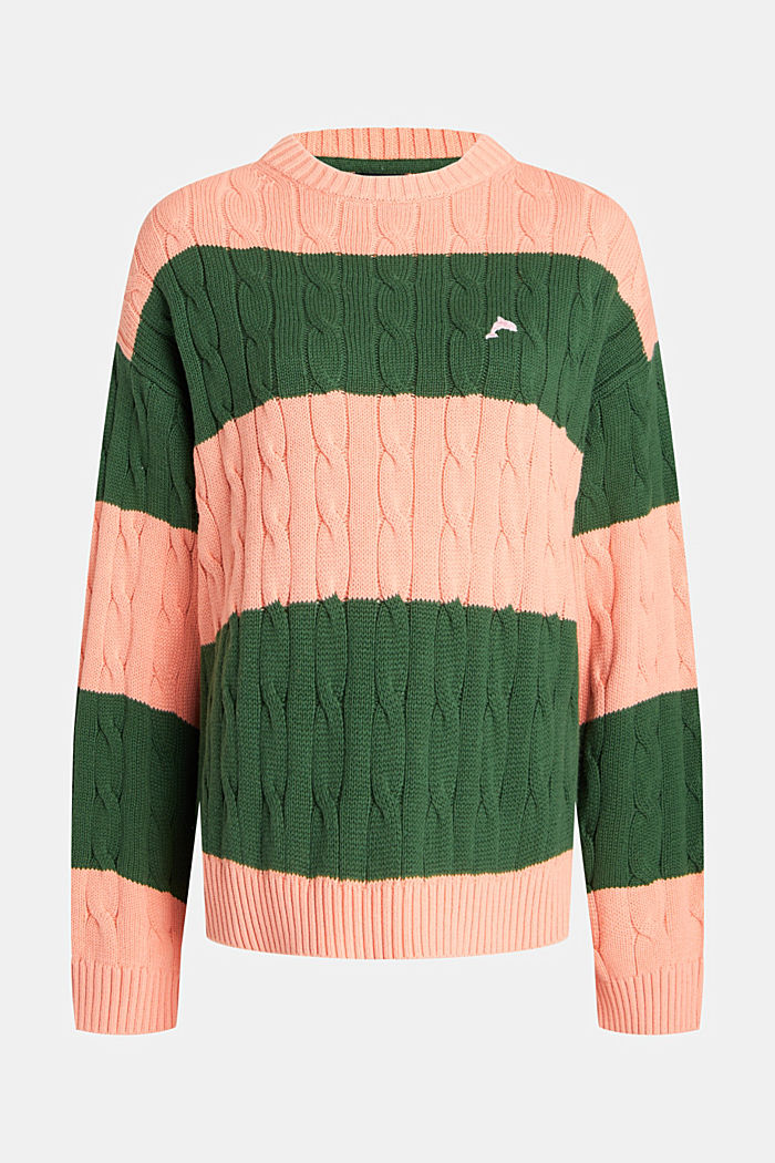 Striped cable knit sweater, PINK, detail-asia image number 4
