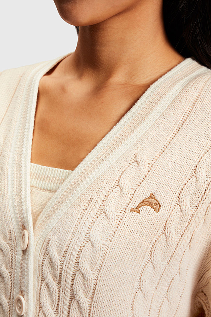 絞花針織外套, 米色, detail-asia image number 2