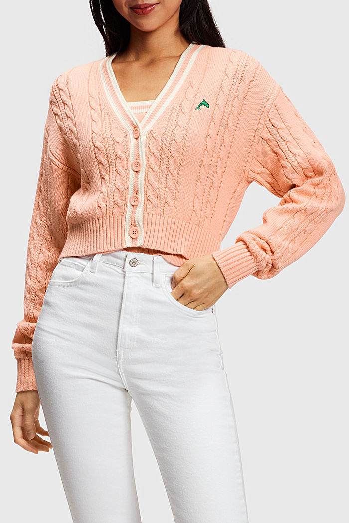 絞花針織外套, 粉紅色, detail-asia image number 0