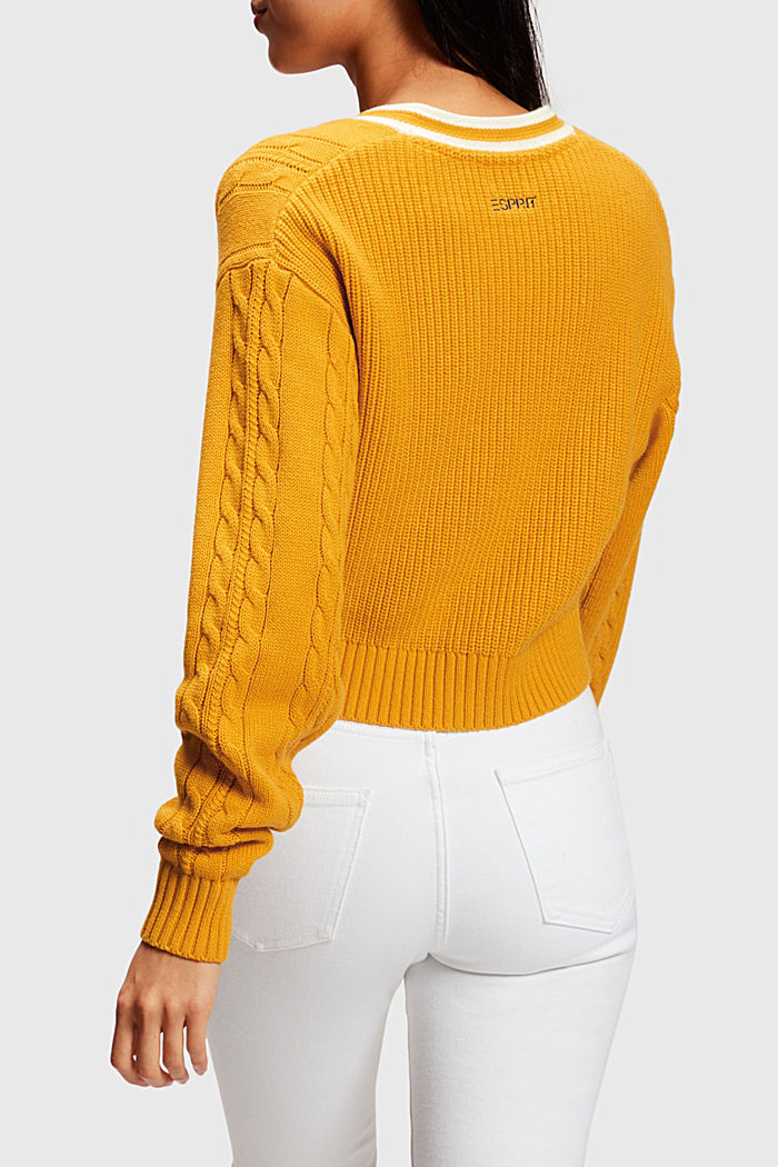 Cable knit cardigan, YELLOW, detail-asia image number 1
