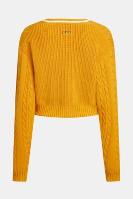 Cable knit cardigan, YELLOW, detail-asia image number 5