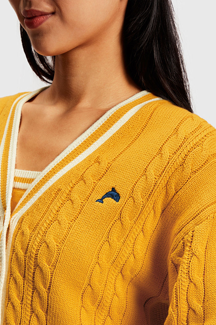 絞花針織外套, 黃色, detail-asia image number 2