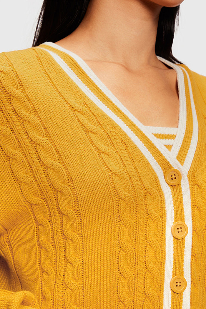 Cable knit cardigan, YELLOW, detail-asia image number 3