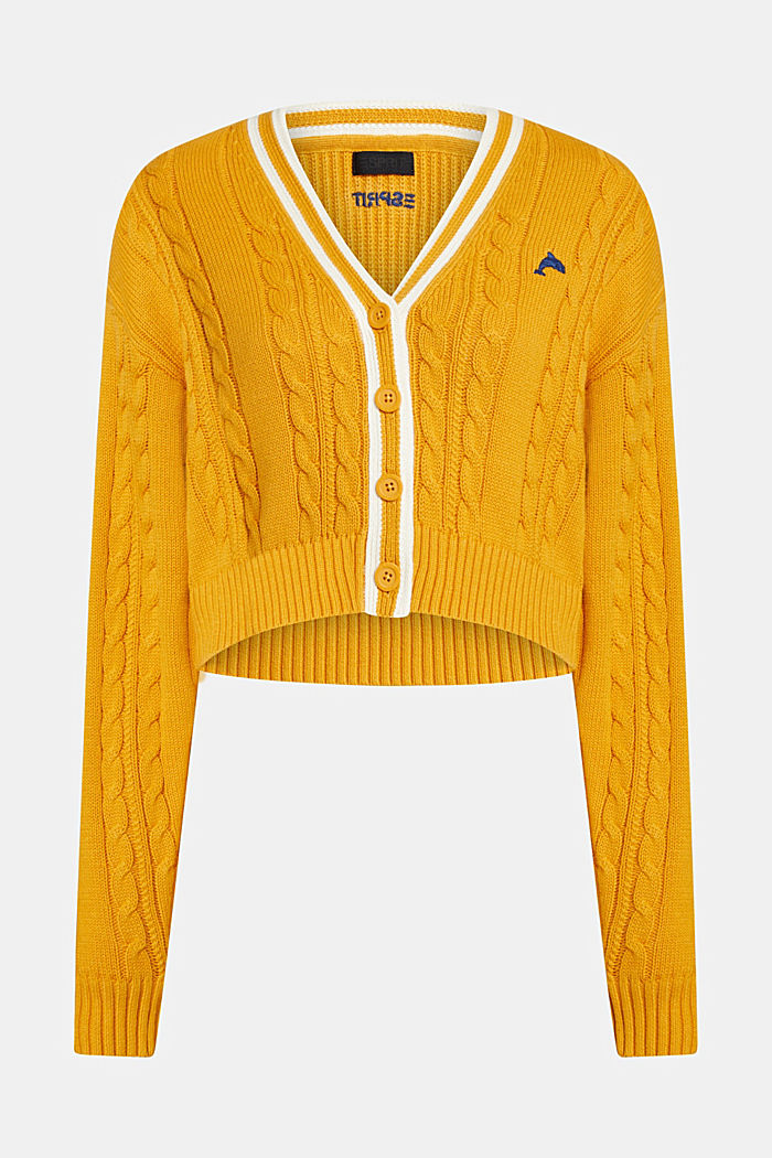 Cable knit cardigan, YELLOW, detail-asia image number 4