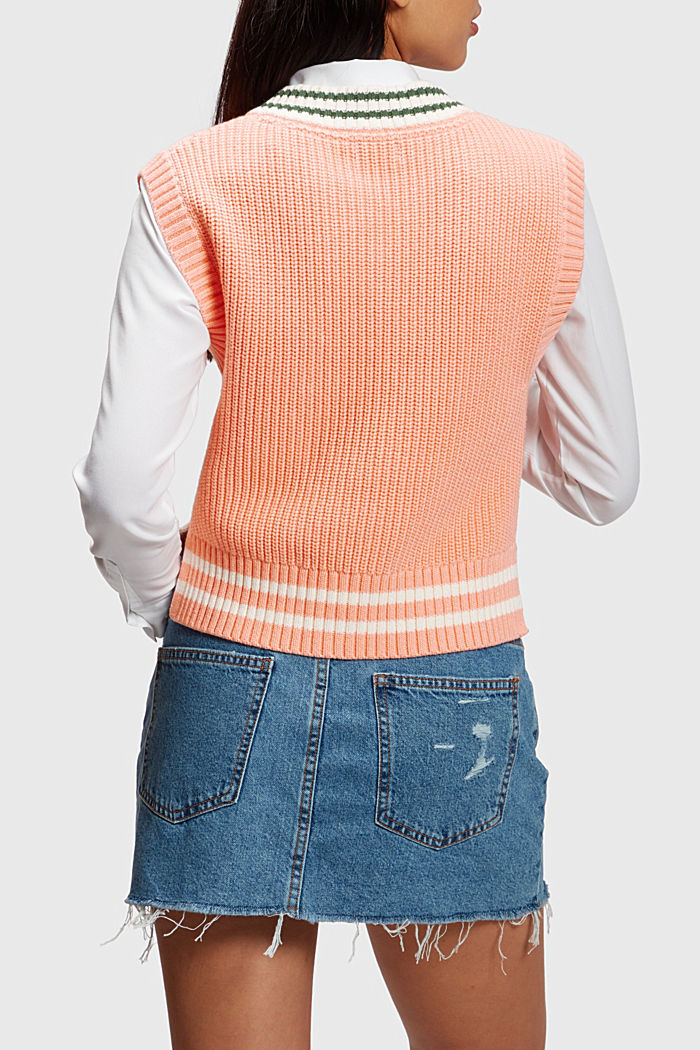 Dolphin badge cable knit vest, PINK, detail-asia image number 1