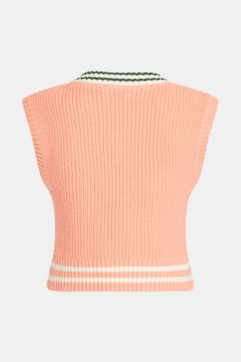 Dolphin badge cable knit vest, PINK, detail-asia image number 5