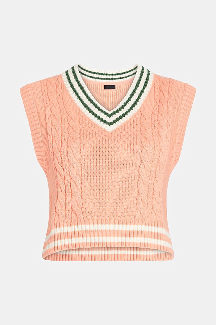 Dolphin badge cable knit vest, PINK, detail-asia image number 4
