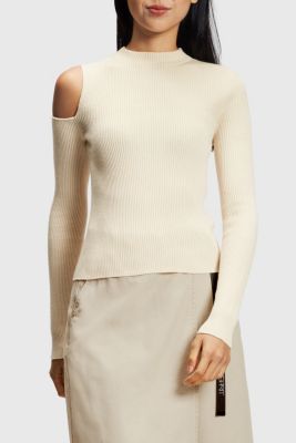 Cut-out shoulder sweatshirt, CREAM BEIGE, detail-asia image number 0