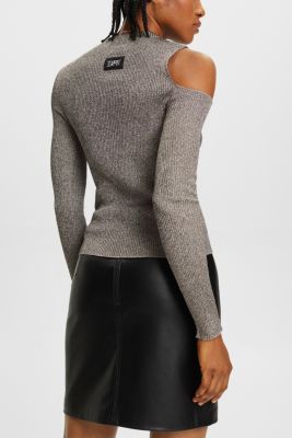 Cut-out shoulder sweatshirt, GUNMETAL, detail-asia image number 3
