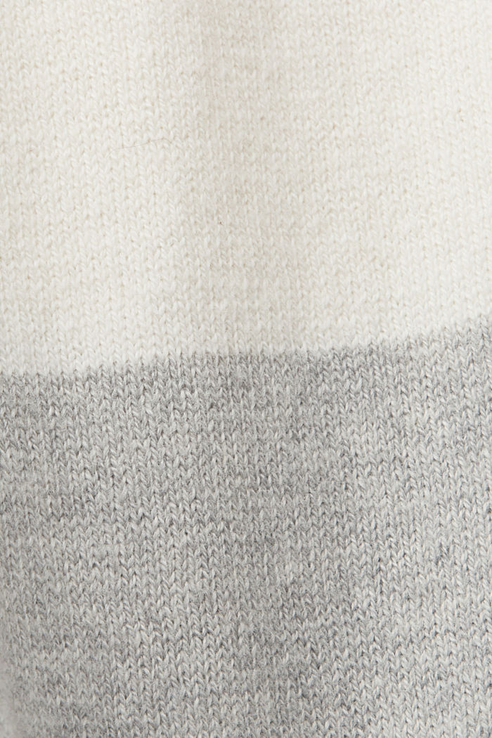 含羊絨成分的條紋棉質套頭毛衣, 淺灰色, detail-asia image number 5