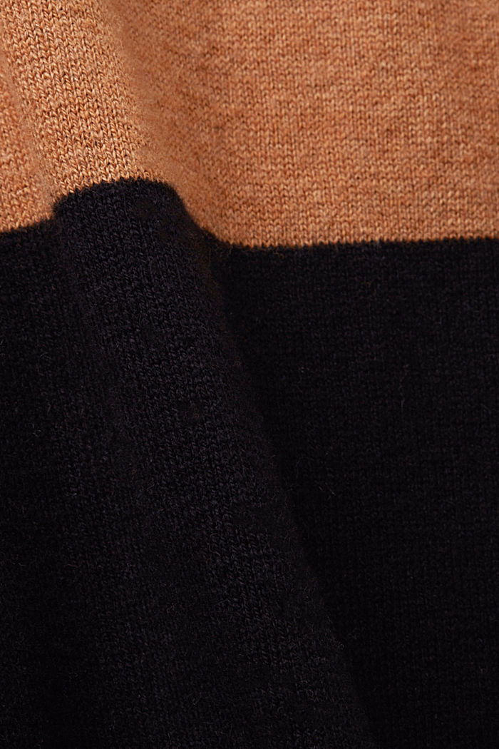 含羊絨成分的條紋棉質套頭毛衣, 淺啡色, detail-asia image number 5