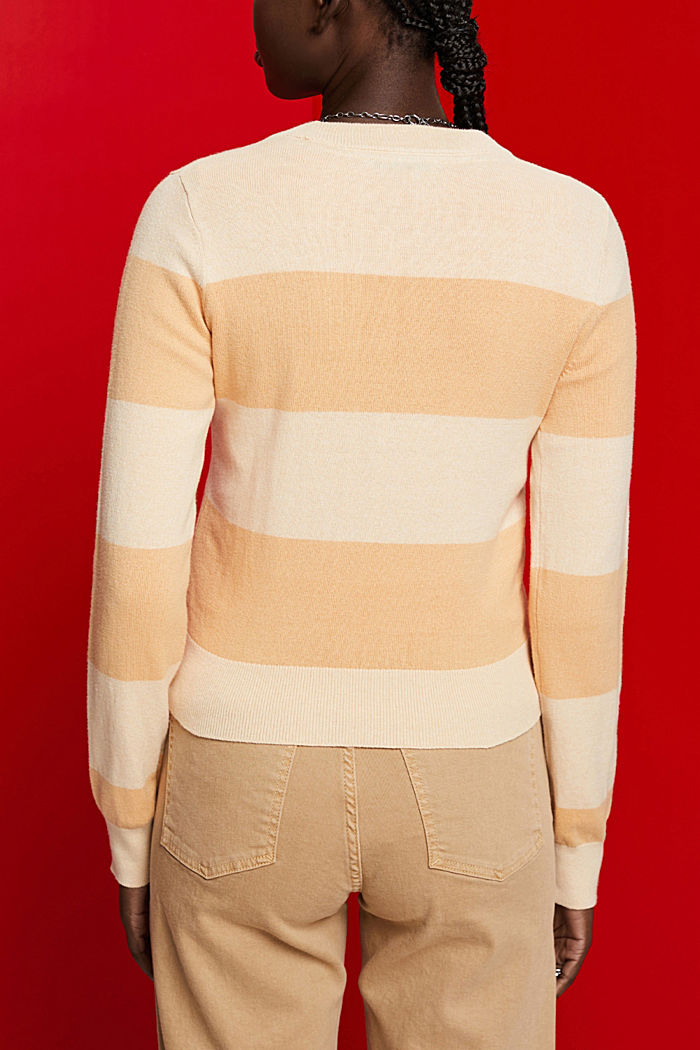 含羊絨成分的條紋棉質套頭毛衣, 米色, detail-asia image number 3