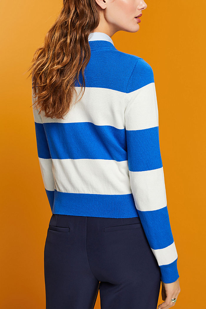 Striped cotton jumper with cashmere, BLUE, detail-asia image number 3