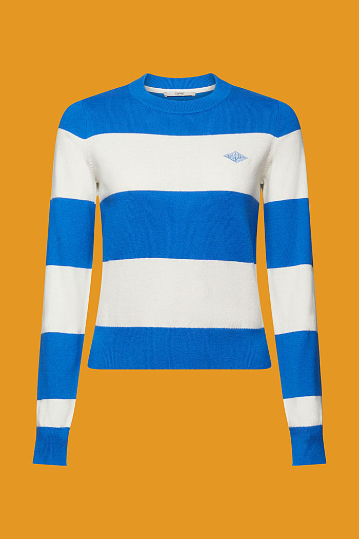 Striped cotton jumper with cashmere, BLUE, detail-asia image number 6