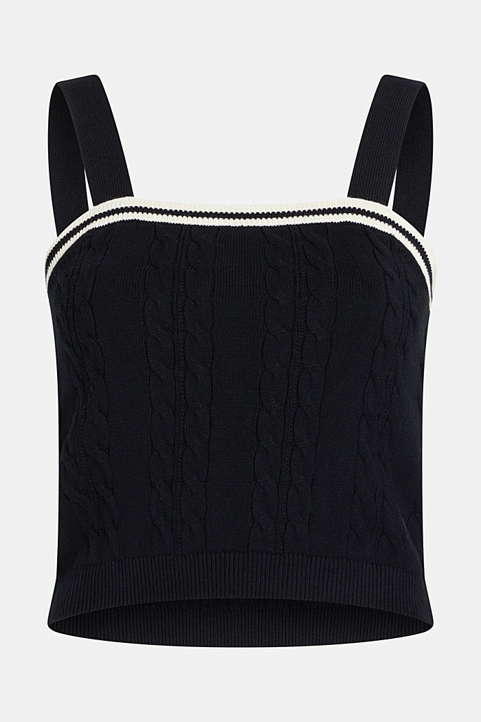 Dolphin logo cable sweater camisole, BLACK, detail-asia image number 4