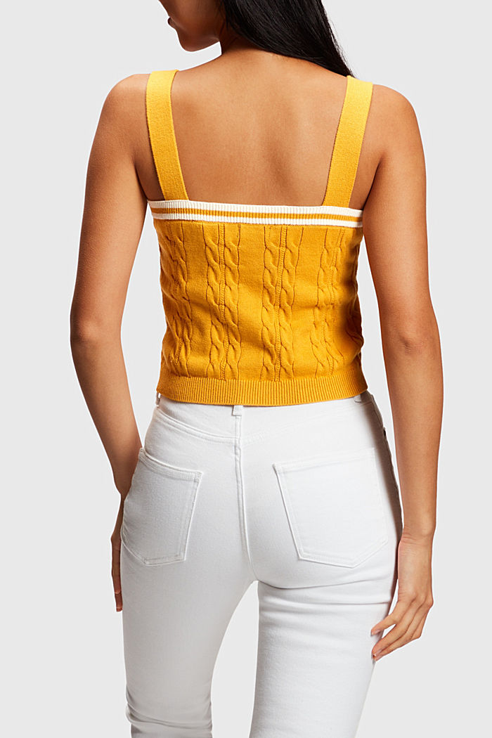Dolphin logo cable sweater camisole, YELLOW, detail-asia image number 1