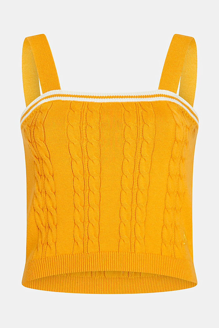 Dolphin logo cable sweater camisole, YELLOW, detail-asia image number 4