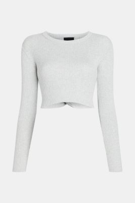 Twisted back metallic sweater, SILVER, detail-asia image number 4