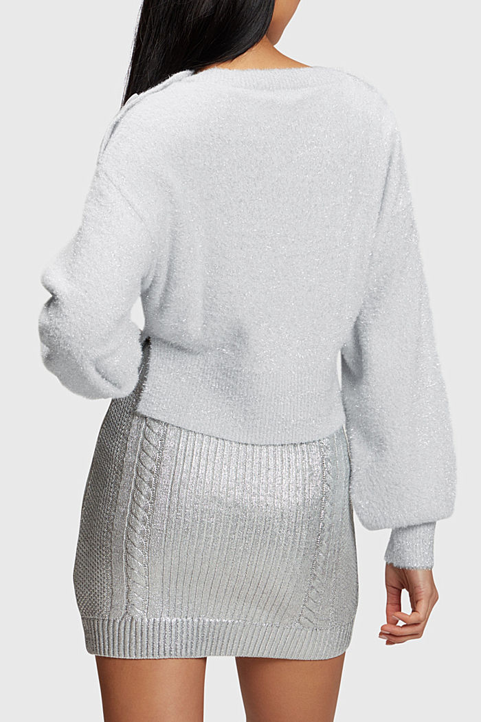 Fuzzy metallic pullover, SILVER, detail-asia image number 1