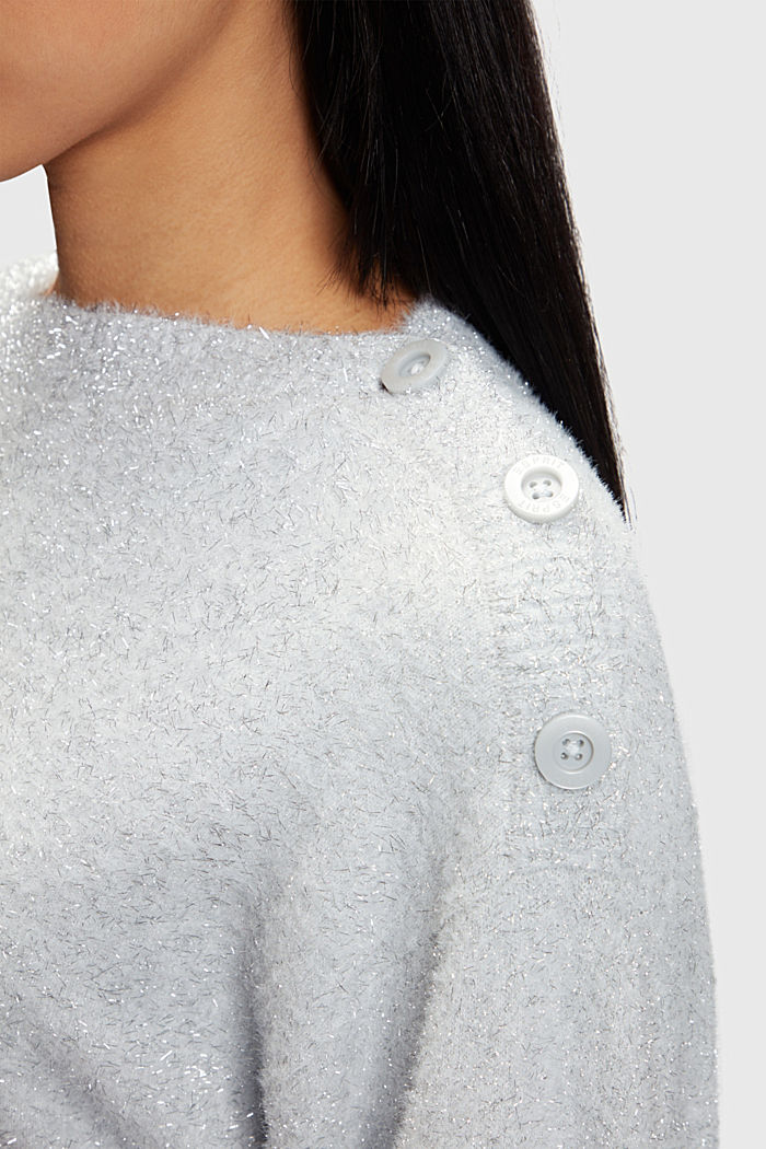 Fuzzy metallic pullover, SILVER, detail-asia image number 2