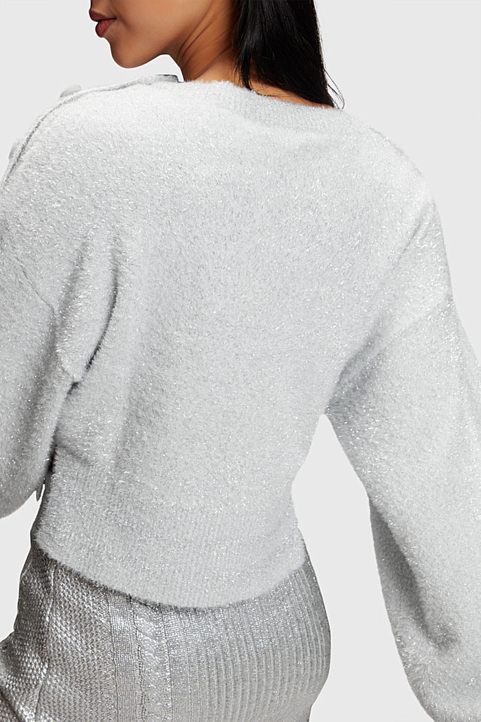 Fuzzy metallic pullover, SILVER, detail-asia image number 3