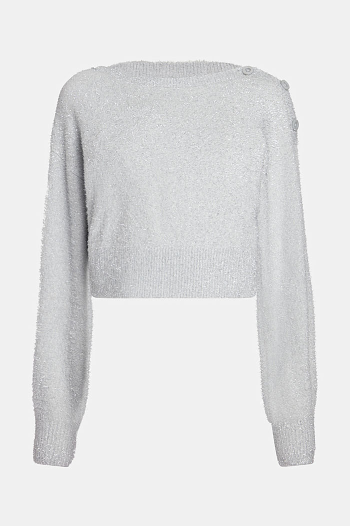 Fuzzy metallic pullover, SILVER, detail-asia image number 4