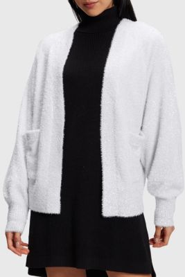 Oversized fuzzy metallic cardigan