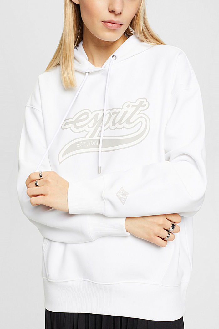 Logo print hoodie, WHITE, detail-asia image number 4